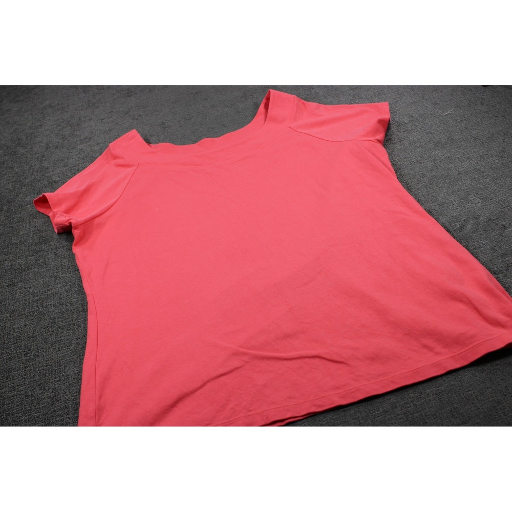 Kim Rogers Woman Coral Pink Cotton Short Sleeve Scoop Neck T-Shirt 1X RN 31104